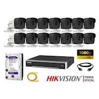 Camara Seguridad Ip Poe 1080P Exterior Kit 14 Hikvision Disco 2Tb Wd P